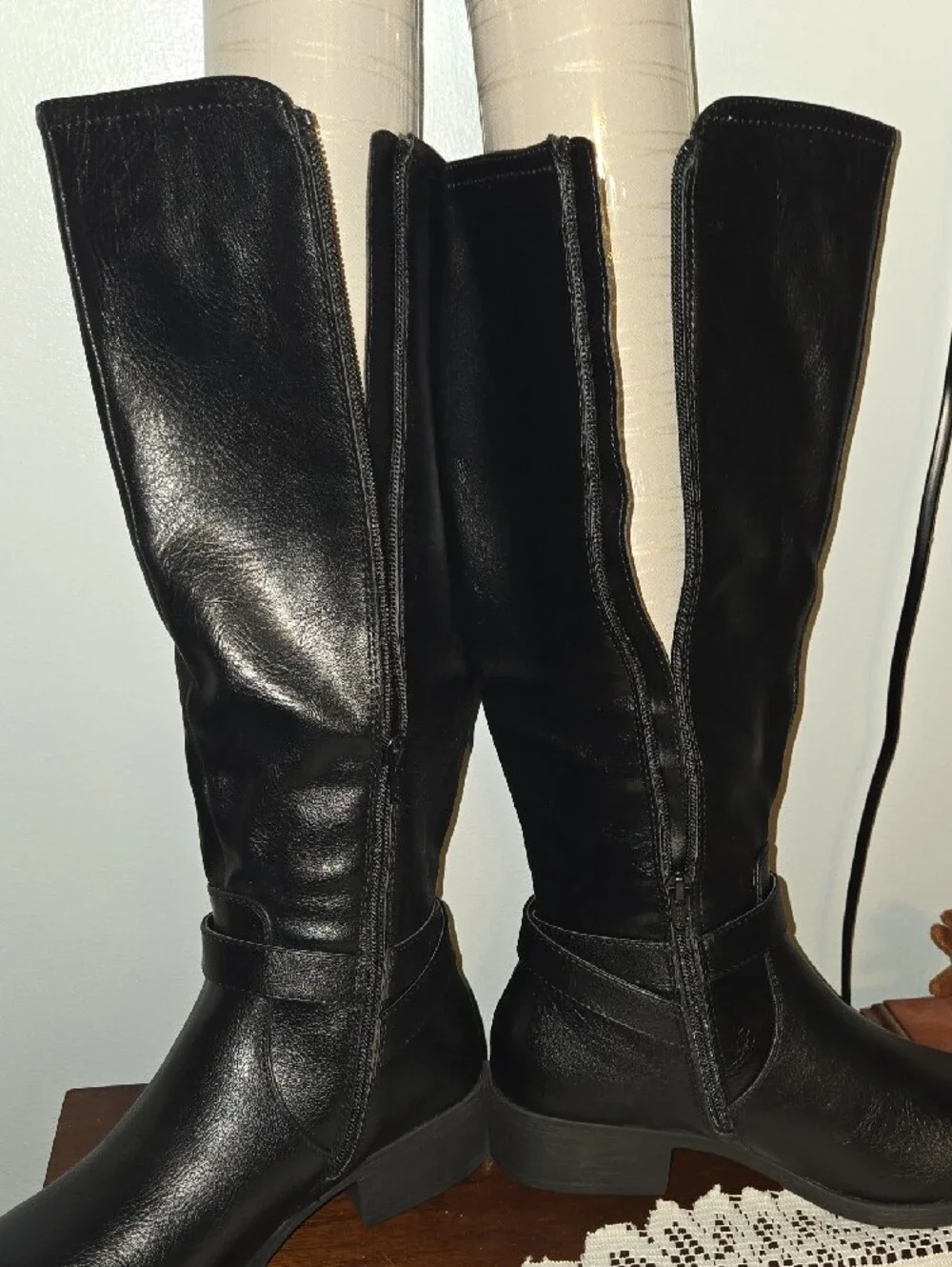 Kohl's Black Tall Riding Boots with Buckle Strap